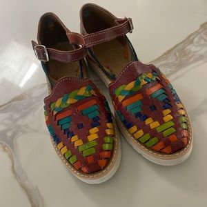 Mexican Artesanal Huaraches. Rainbow. From Guanajuato, Mexico